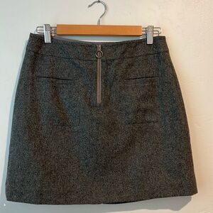 Madewell Zip Front Wool Mini Skirt in Charcoal Grey Size 4